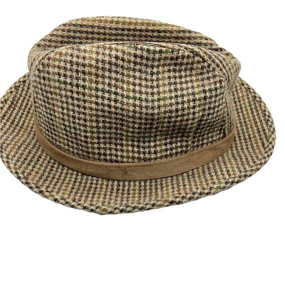Vintage Borsalino Mens Brown Tweed Wide Brim Fitted Grandpa Fedora Hat Sz 7 3/8 - Picture 4 of 12